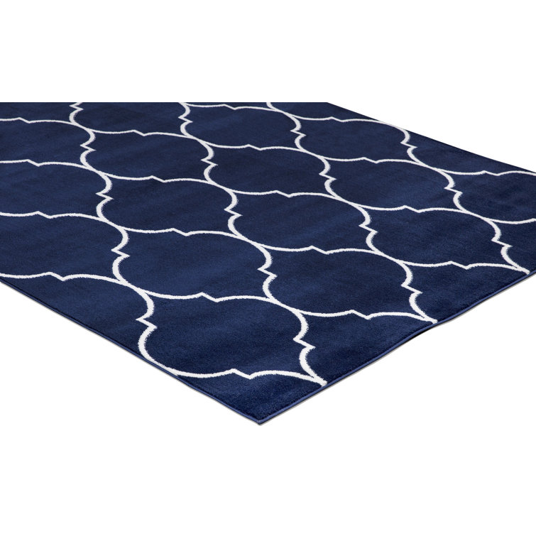 Winston Porter Arianie Morocco Trellis Navy Area Rug Wayfair